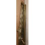 Three brass curtain poles W.185cm approx.