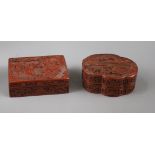Two Chinese red lacquer boxes and covers