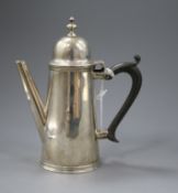 A modern silver George I style coffee pot, London, 1956, 18.8cm, gross 9.5 oz.