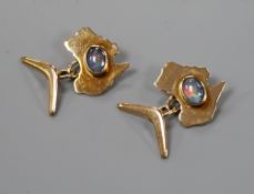 A pair of 9ct gold and opal set 'map of Australia' cufflinks.