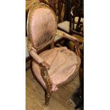 A French open gilt frame armchair