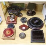 A quantity of hardwood Chinese stands and two books on Chinese porcelain