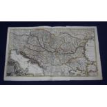 Sandrart, Jacobum de - an uncoloured map of Alsatiae, 44 x 124cm, R & J Ottens - an unframed
