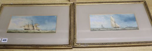 English School c.1900, (possibly by Wyllie?) pair of marine watercolours, a tea clipper and a