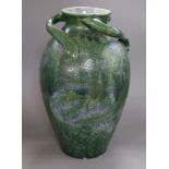 A large Brannam three handled pottery 'bird' vase, 1902 Height 41cm