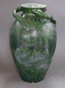 A large Brannam three handled pottery 'bird' vase, 1902 Height 41cm