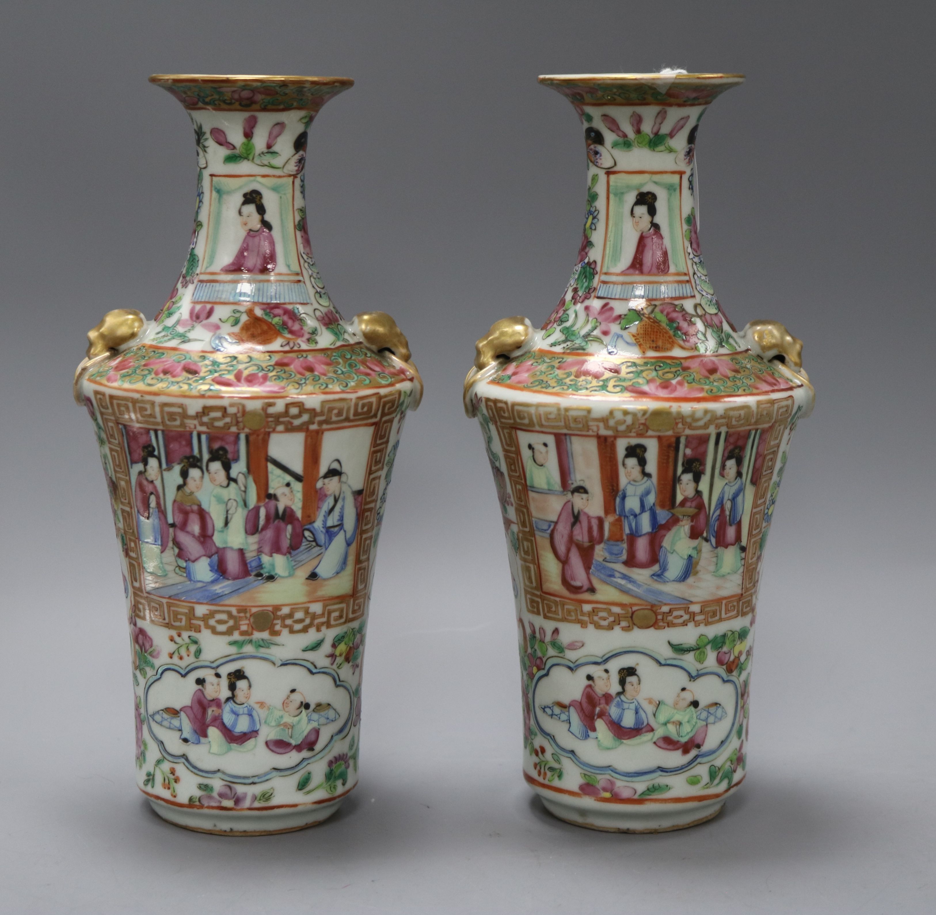 A pair of Chinese famille rose vases, 19th century height 24cm