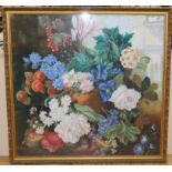 20th century School, pastel on paper study of a jardiniere of flowers, unsigned, 103 x 107cm