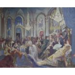Hector Whistler, oil on canvas, Figures in a ballroom, signed and dated 1950, 87 x 109cmBy repute