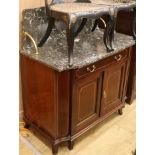An inlaid mahogany marble top washstand W.99cm