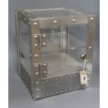 An Oakley aluminium lockable display case with key height 40cm