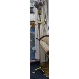 A 1950's brass and steel standard lamp H.175cm