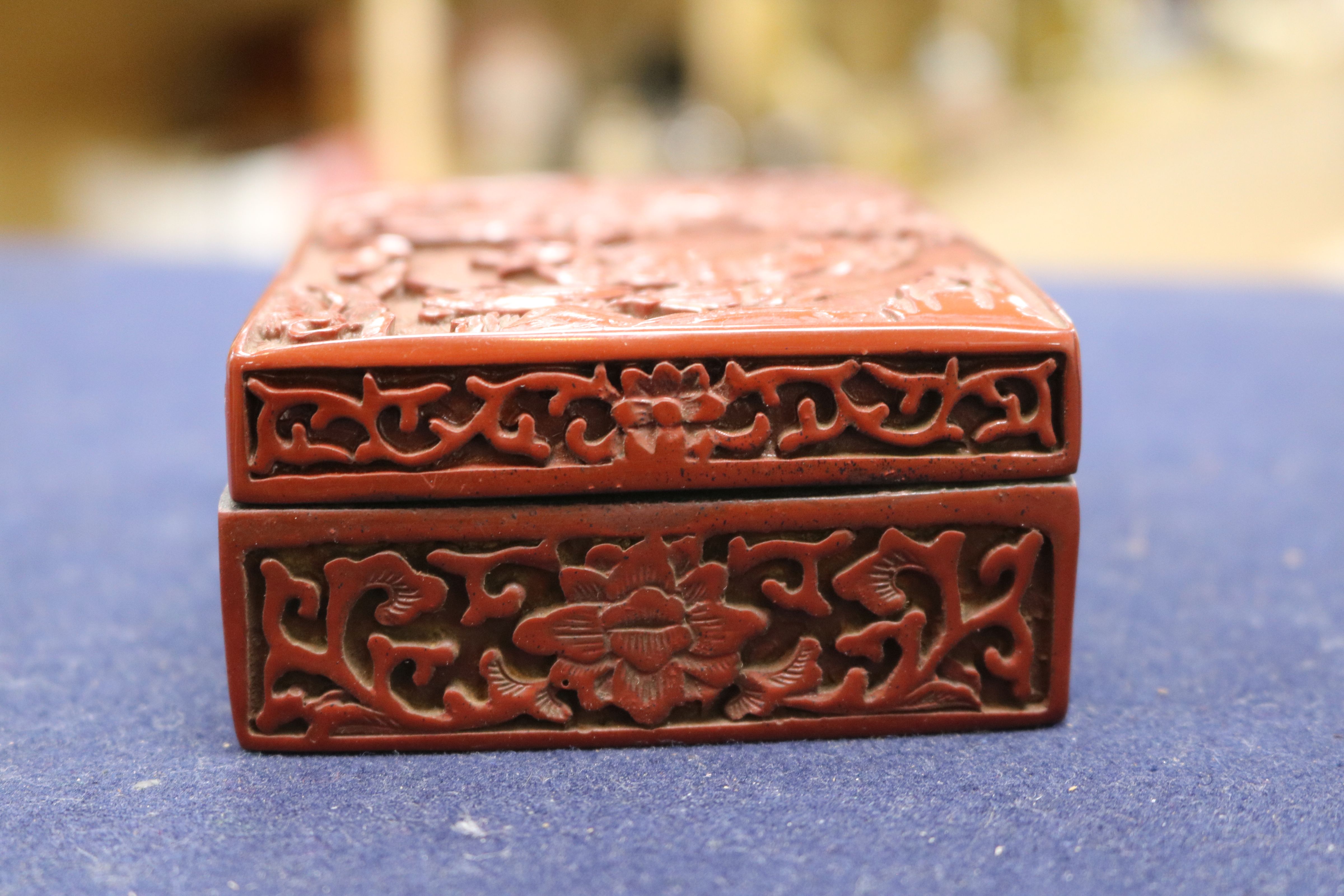 Two Chinese red lacquer boxes and covers - Image 4 of 7