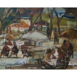 B. Wilimowska, oil on canvas, Park in Warsaw, signed indistinctly, 40 x 49cm