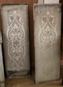 A pair of Victorian etched glass panels W.41cm