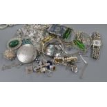 Mixed jewellery including mainly silver including necklaces, earrings, bracelets, rock crystal