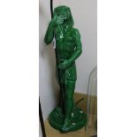 An Egyptian figure pottery table lamp