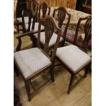 Five George III mahogany dining chairs