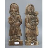 A pair of oak carvings length 46.5cm