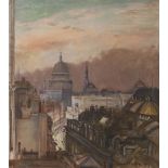 Wallace E Plumpton, oil on canvas, view to St. Pauls