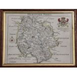 John Seller. Hartfordshire, a coloured engraved map, published London 1705 by John Wild in Camden'