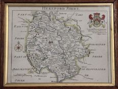 John Seller. Hartfordshire, a coloured engraved map, published London 1705 by John Wild in Camden'