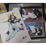 Five Japanese woodblock prints two by Yamamoto Eishun, two by Hiromitsu largest 23.5 x 31cm