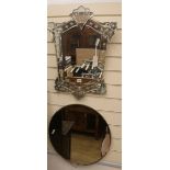 A Venetian wall mirror and circular mirror Both W.51cm