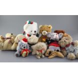 Twelve collector's bears, tallest 11in.