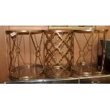 A pair of metal lamp tables and another W.58 and 41cm