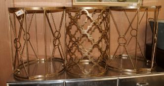 A pair of metal lamp tables and another W.58 and 41cm