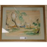 Joseph Oppenheimer, watercolour, ' Bei Wannsee' watercolour, signed and dated 1926, 31 x 39cm