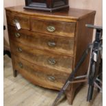 A five drawer bow fronted walnut chest, a.f W.102.5cm