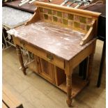 A wash stand with pink marble top W.91cm