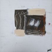 Ellen Mai, acrylic on canvas, Abstract figures, 26 x 26cm and two 20th century etching and