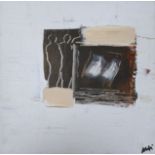 Ellen Mai, acrylic on canvas, Abstract figures, 26 x 26cm and two 20th century etching and