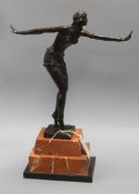 An Art Deco bronze of a flapper, signed D.H. Chiparus height 47cm