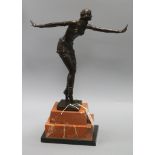 An Art Deco bronze of a flapper, signed D.H. Chiparus height 47cm