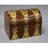 A Victorian burr walnut and ormolu tea caddy Length 25.5cm