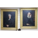Frank Eastman, pair of oils on canvas, portraits of Rev. H. Fisher and his wife, 90 x 70cm