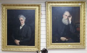 Frank Eastman, pair of oils on canvas, portraits of Rev. H. Fisher and his wife, 90 x 70cm