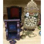 A Dutch gilt metal mounted wall clock with case