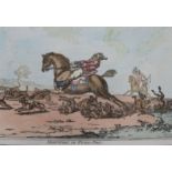 James Gillray (1756-1815), set of 4 original hand coloured etchings 1800, Hunting scenes, 22 x 35cm,