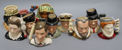 Five 'pairs' of Royal Doulton limited edition small character jugs, including 'Tutankhamun' D7127 (