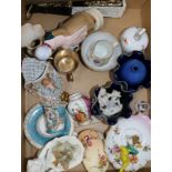 A quantity of small ceramics including cabinet cups, pill boxes, etc.