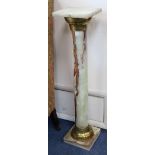 A brass mounted green onyx column W.22cm