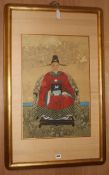 19th century Korean School, painting on silk, Ancestor portrait of a seated gentleman, 88 x 51.5cm