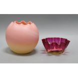 A Thomas Webb peach bloom bowl and a vase