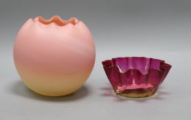 A Thomas Webb peach bloom bowl and a vase