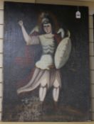 An 18th / 19th century Spanish Colonial School, oil on canvas, Archangel Michael (re-lined)
